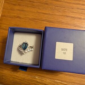 Blue and Silver Women's Gemstone Ring